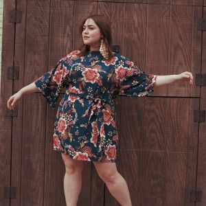 Mini Kimono Sleeve Tie Waist Dress